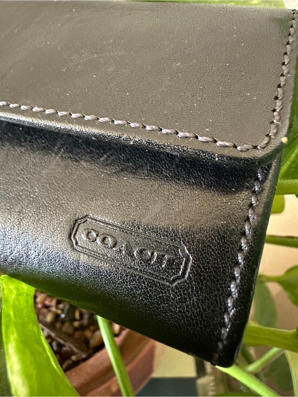 COACH Vintage Leather Cartouche Flap Snap Bifold Wallet Coin purse Black Turkey - Picture 3 of 9
